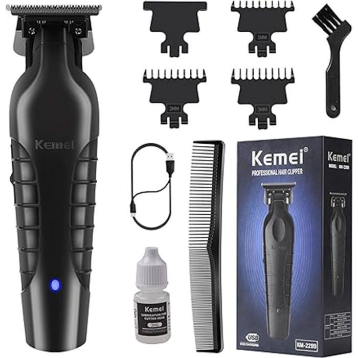 Kemei 2299 Professional Hair Trimmer for Men Electric Hair Clippers Zero Gapped T Blade Outliner Beard Trimmers Barber Hair Cuttings Kit Cordless Gift for Men