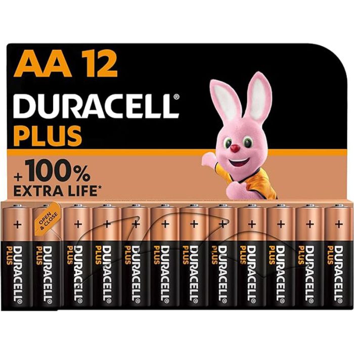 Duracell Plus AA Batteries (12 Pack) - Alkaline 1.5V - Up To 100% Extra Life - Reliability For Everyday Devices - 0% Plastic Packaging - 10 Year Storage - LR6 MN1500