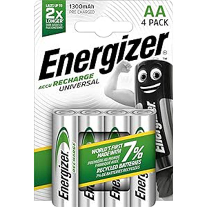 Energizer Rechargeable AA Batteries, Universal Double AA, Pack of 4