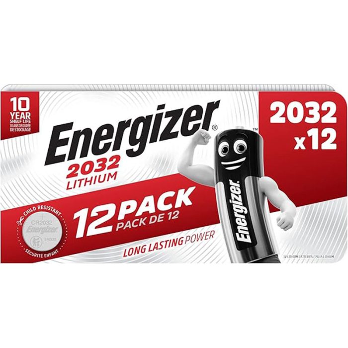 Energizer 12 x CR2032 Lithium Coin Batteries 3V for Watches, Torches and Keys