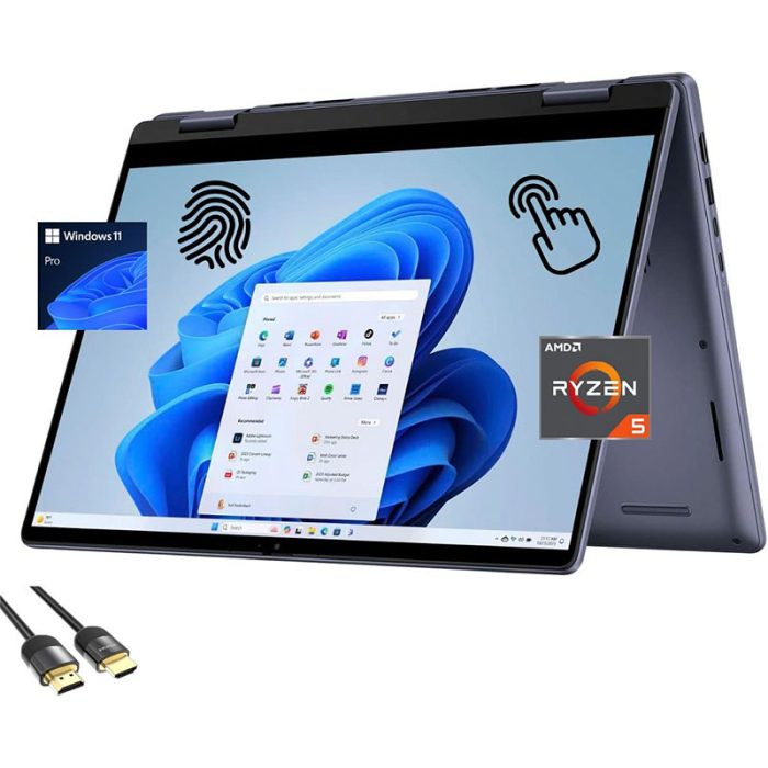 Dell Inspiron 14 2-in-1 Laptop, 14" FHD+ TouchScreen Display, AMD Ryzen 5-8640HS, 16GB DDR5, 1TB PCIe SSD, Backlit KB, FP Reader, SD Card Reader, WiFi 6E, USB-C, US Version KB, PDG HDMI, Win 11 Pro