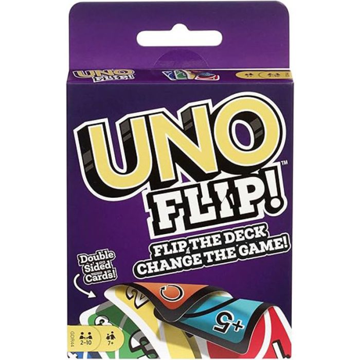 UNO FLIP! Family Card Game for Adults, Teens & Kids, Double-sided Deck with Special Flip Card, 112 Cards in Storage Tin, 7 Year Old and Up, ‎GDR44