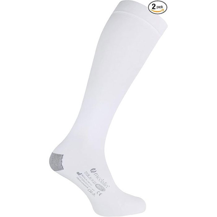 Saphena - Unisex Graduated Compression Class 1 Medical After Surgery Below Knee Anti Embolism Stockings Socks (X-Large, White)