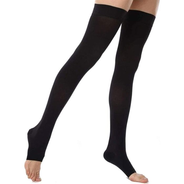 PEDIMEND™ Open Toe Thigh High Compression Stockings (2PAIR - 4PCS) | Gradient Compression with Silicone Band | Reduce Varicose Veins, Promote Blood Circulation | UNISEX | Foot Care