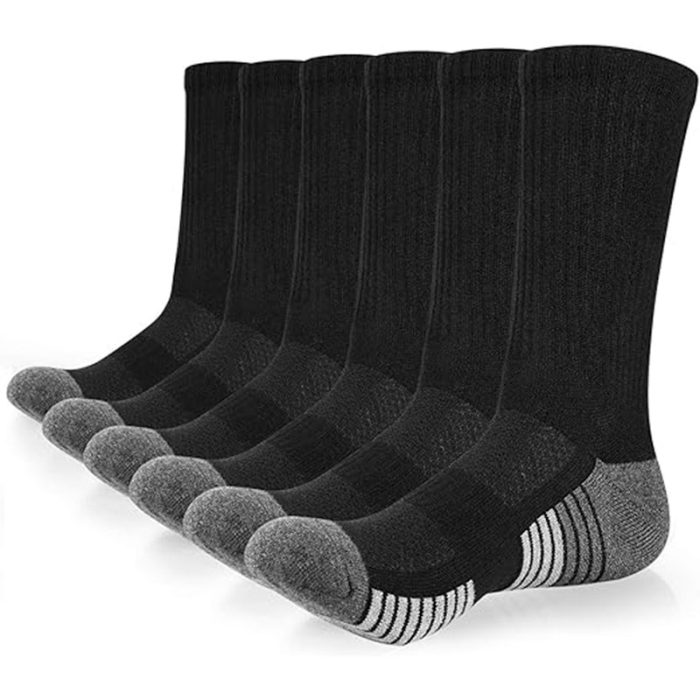 coskefy Sports Socks Thick Cushion Walking Socks Thermal Crew Athletic Socks for Outdoor Work Hiking Trainer (6 Pairs)