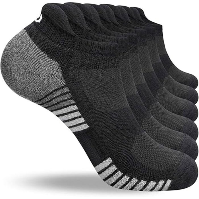 coskefy Running Socks Thick Cushion Ankle Socks Trainer Socks for Men Women Cotton Sports Socks (6 Pairs)