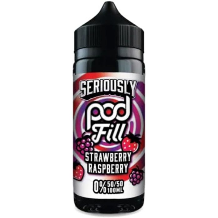 Seriously Pod Fill Doozy Vape Co Vape Juice Disposable 50/50 Eliquid Fruity Shortfill E-Liquid 0MG 100ml Shortfill No Nicotine (Strawberry Raspberry)