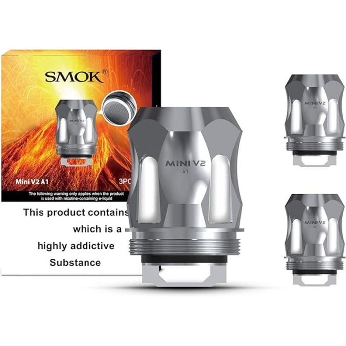 SMOK Mini V2 A1 Coils 0.17 Ohm Ohm Pack of 3 Fits for TFV-Mini V2 Tank, R Kiss Kits, Species Kits (Silver) No Nicotine