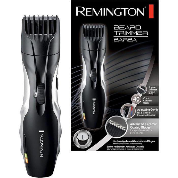 Remington Barba Beard Trimmer (Advanced Ceramic Blades, Pop-up Detail Trimmer, Adjustable Zoom Wheel, 9 Length Settings, Comb Attachment, Cord or Cordless, 40-Minute Runtime) MB320C