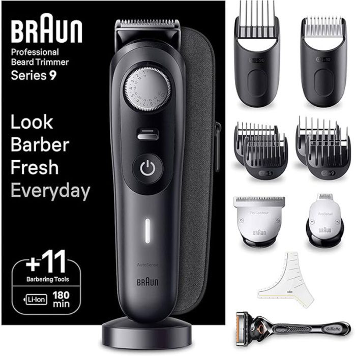 Braun Beard Trimmer Series 9 BT9441, Trimmer with Barber Tools and 180-min Runtime, Rated Which Best Buy