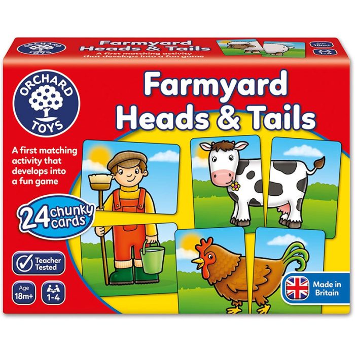 Orchard Toys Farmyard Heads & Tails Game - Matching & Pairing Memory Game - Educational Toddler Toys and Games for Boys and Girls 18-Month-Old+ - Early Years Animal Pairs/Snap Cards - 1-4 Players