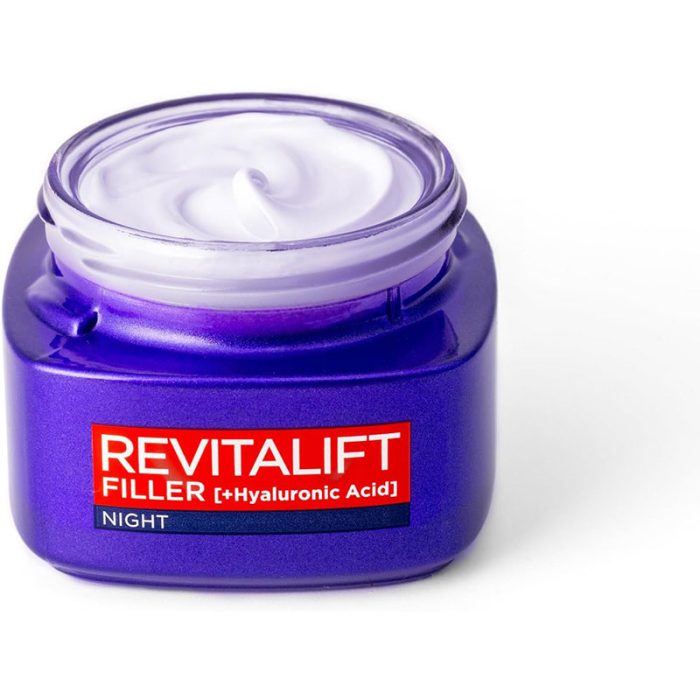 L’Oréal Revitalift Filler Night Cream 50ml - Anti-Ageing, Wrinkle-Smoothing & Replumping with Hyaluronic Acid