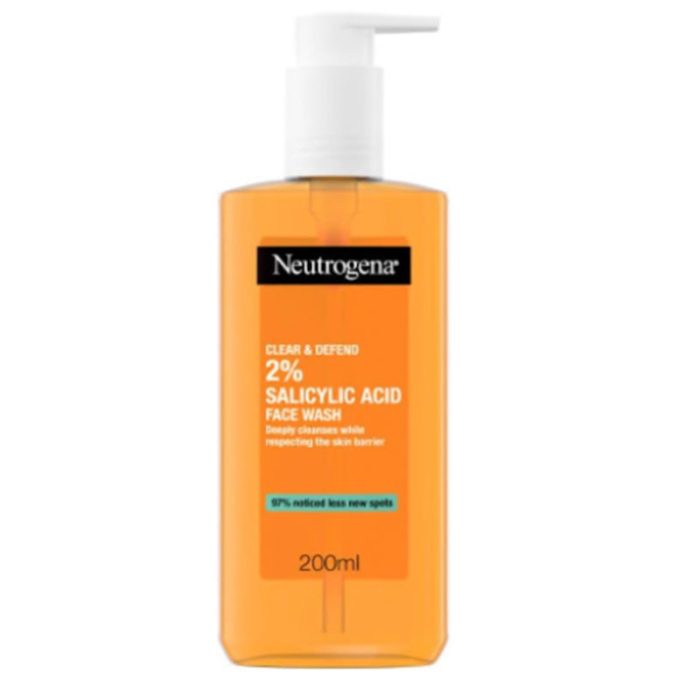 Neutrogena Clear & Defend Face Wash 200ml - Oil-Free Cleanser with 2% Salicylic Acid for Spot-Prone Skin