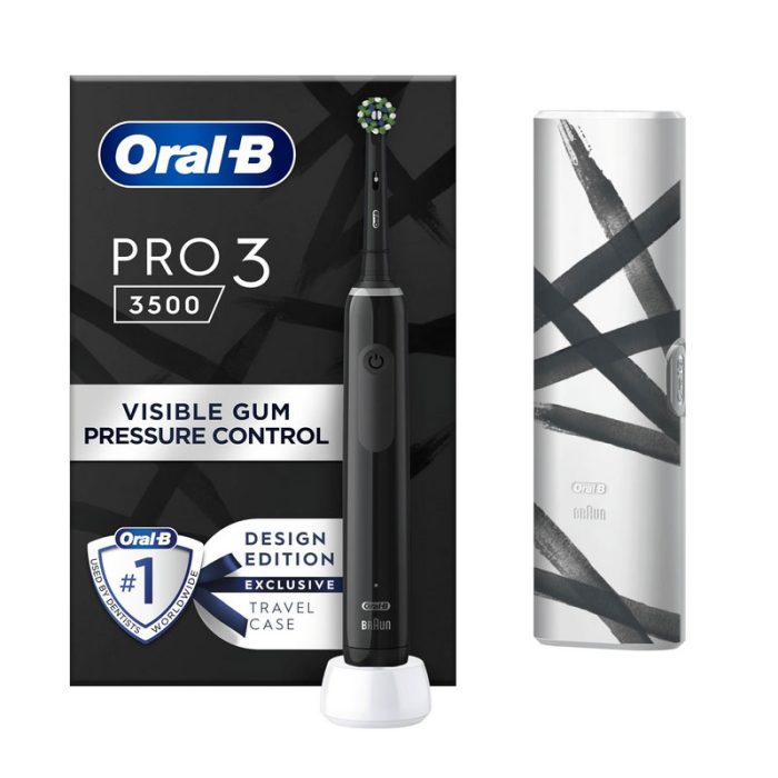 Oral-B Pro 3 Electric Toothbrushes Adults, 1 Toothbrush Head & Travel Case